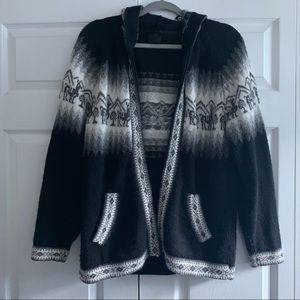 Cozy Wool Zip Up Hoodie with Llama detailing